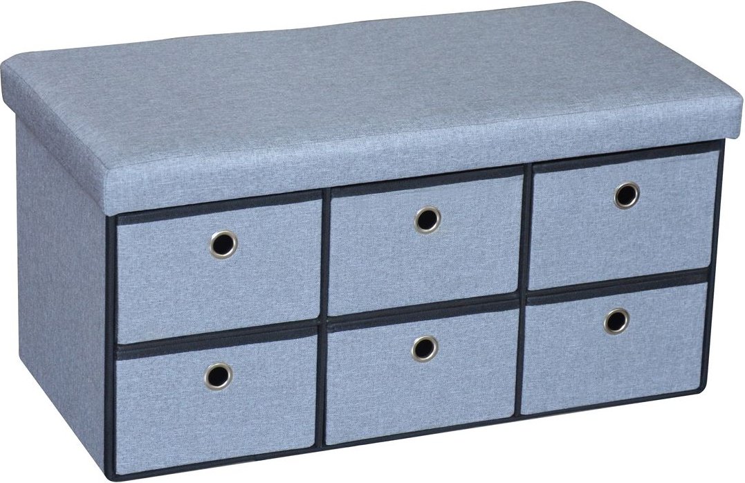 Sitztruhe mit 6 Schubladen, ca. 76 x 38 x 38 cm - Grau