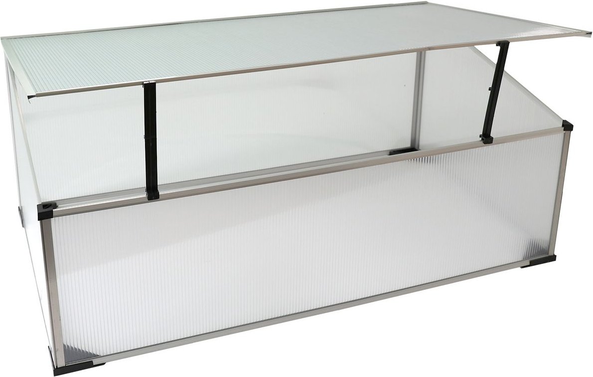 Frühbeet aus 1 mm starkem Aluminium, Treibhaus mit Aufstelldach, Frühbeetaufsatz