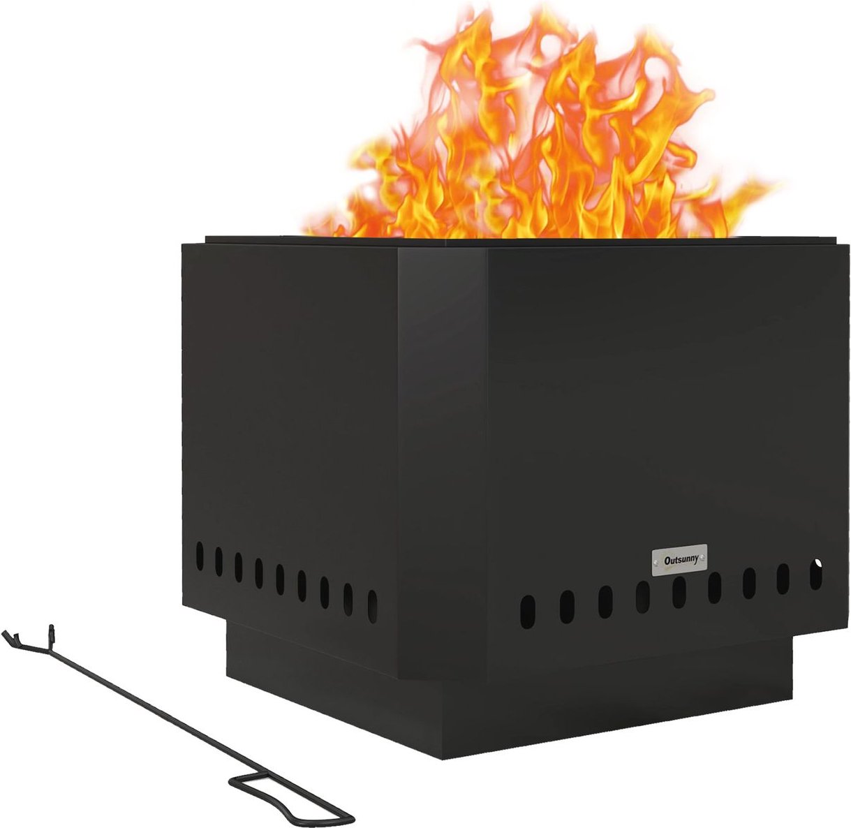 Feuerschale Feuerstelle rauchfreier Feuerkorb mit Schürhaken Metall