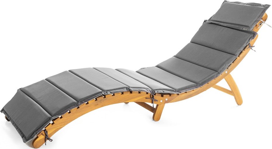 2tlg. Sonnenliege mit Wende-Polsterauflage klappbar aus Akazienholz, ca. 184 x 54 x 63 cm