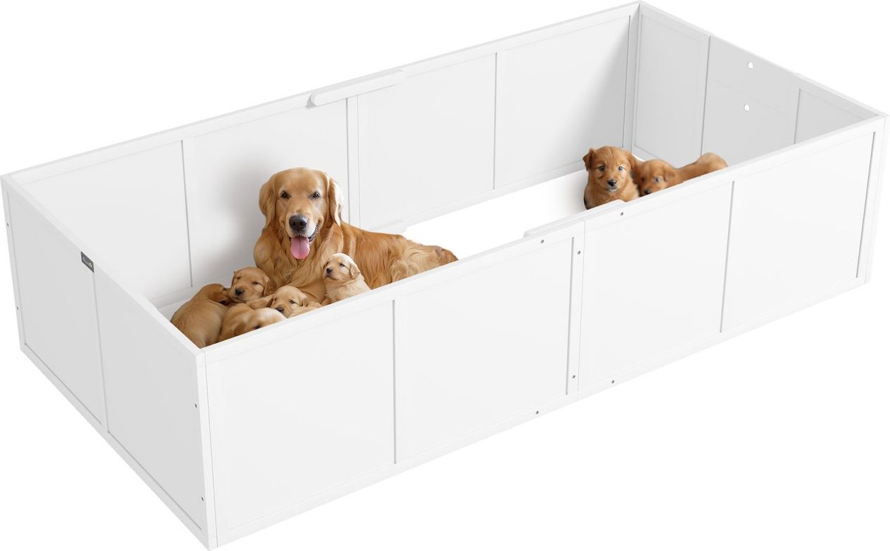 Thumbnail - Hunde-Wurfbox, mit verstellbaren Eingängen, 196 x 96 x 48 cm, Weiß