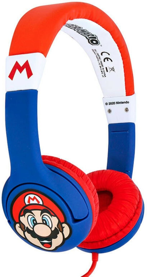Super Mario kabelgebundene Kopfhörer für Kinder zwischen 3 bis 7 Jahren blau und rot