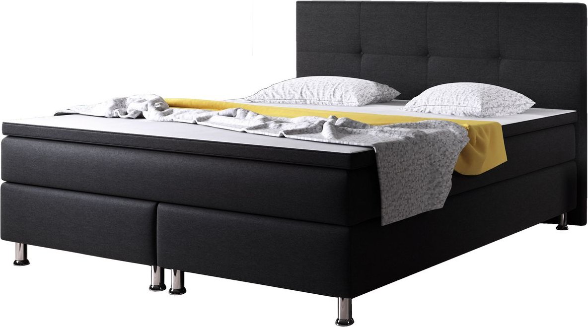 Boxspringbett Dallas 180x200 Webstoff Schwarz
