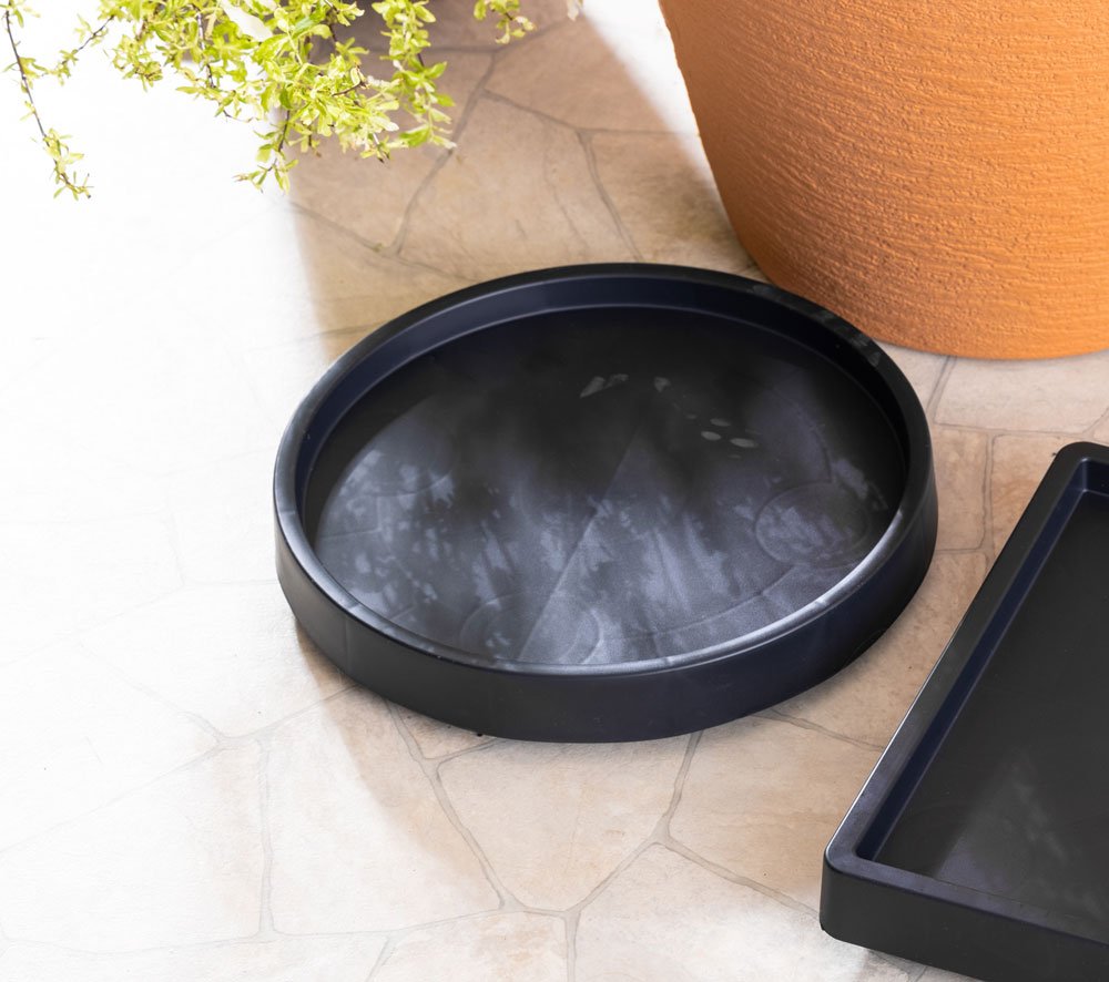 Pflanzenroller m. erhöhtem Rand // rund // Ø 29 x 5,5 cm // anthrazit