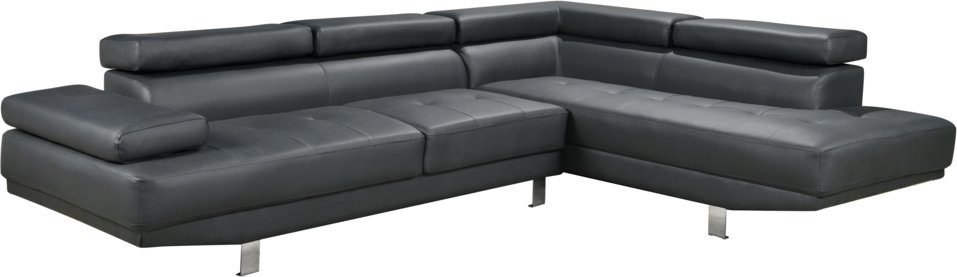 Ecksofa mit verstellbaren Kopf- und Arm-Funktionen in Lederoptik - Dunkelgrau