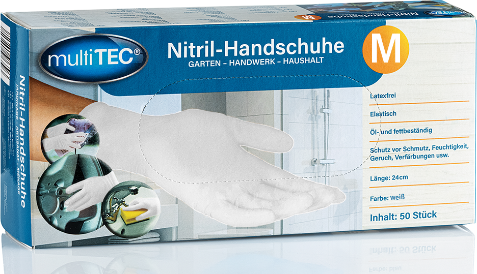 Nitril-Einweghandschuhe, Weiß, Größe M - 50er-Pack