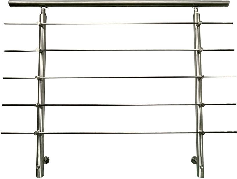 Treppengeländer Set - ca. 110x 150 cm, Edelstahl inkl. 5 Querstäben und 2 Pfosten seitliche Montage