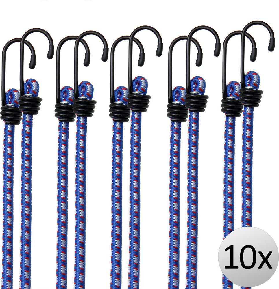 Deuba Spanngummi Expander 10er Set 30,5cm x 0,8cm blau / weiß / rot