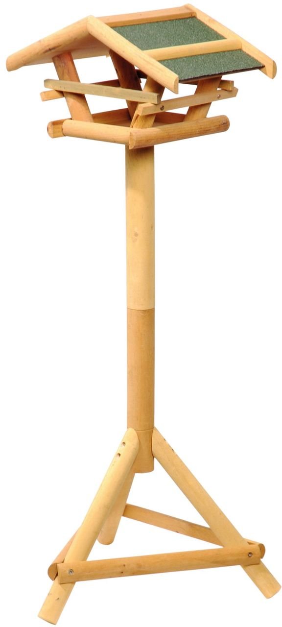 Vogelhaus mit Ständer, mit grünem Bitumendach