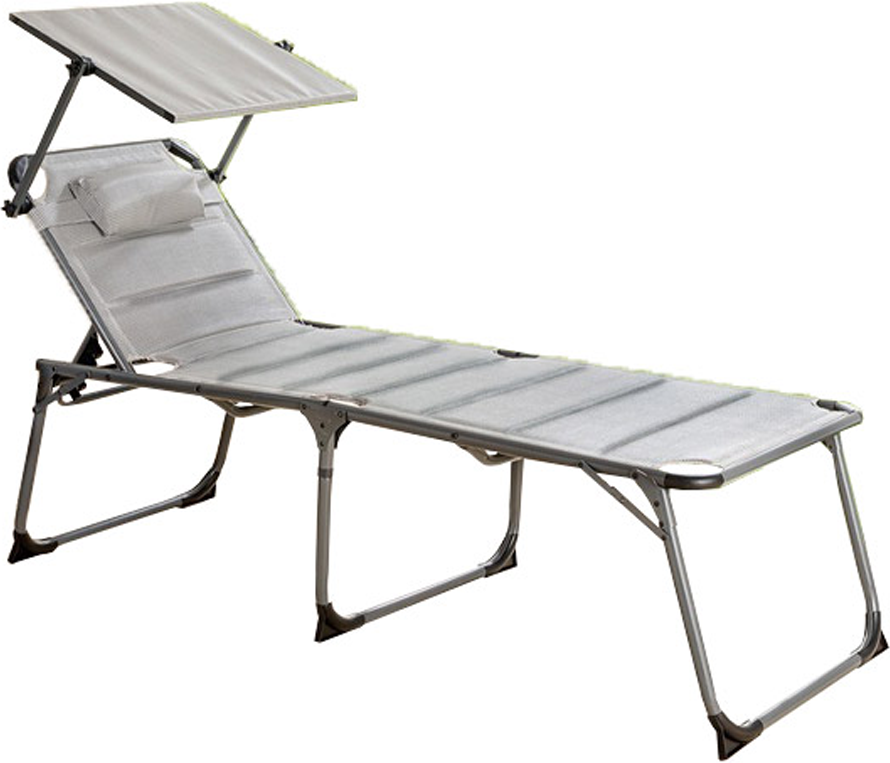 XXL-Komfort-Sonnenliege inkl. Kissen gepolstert aus Aluminium, ca. 203 x 67,5 x 48 cm - Grau
