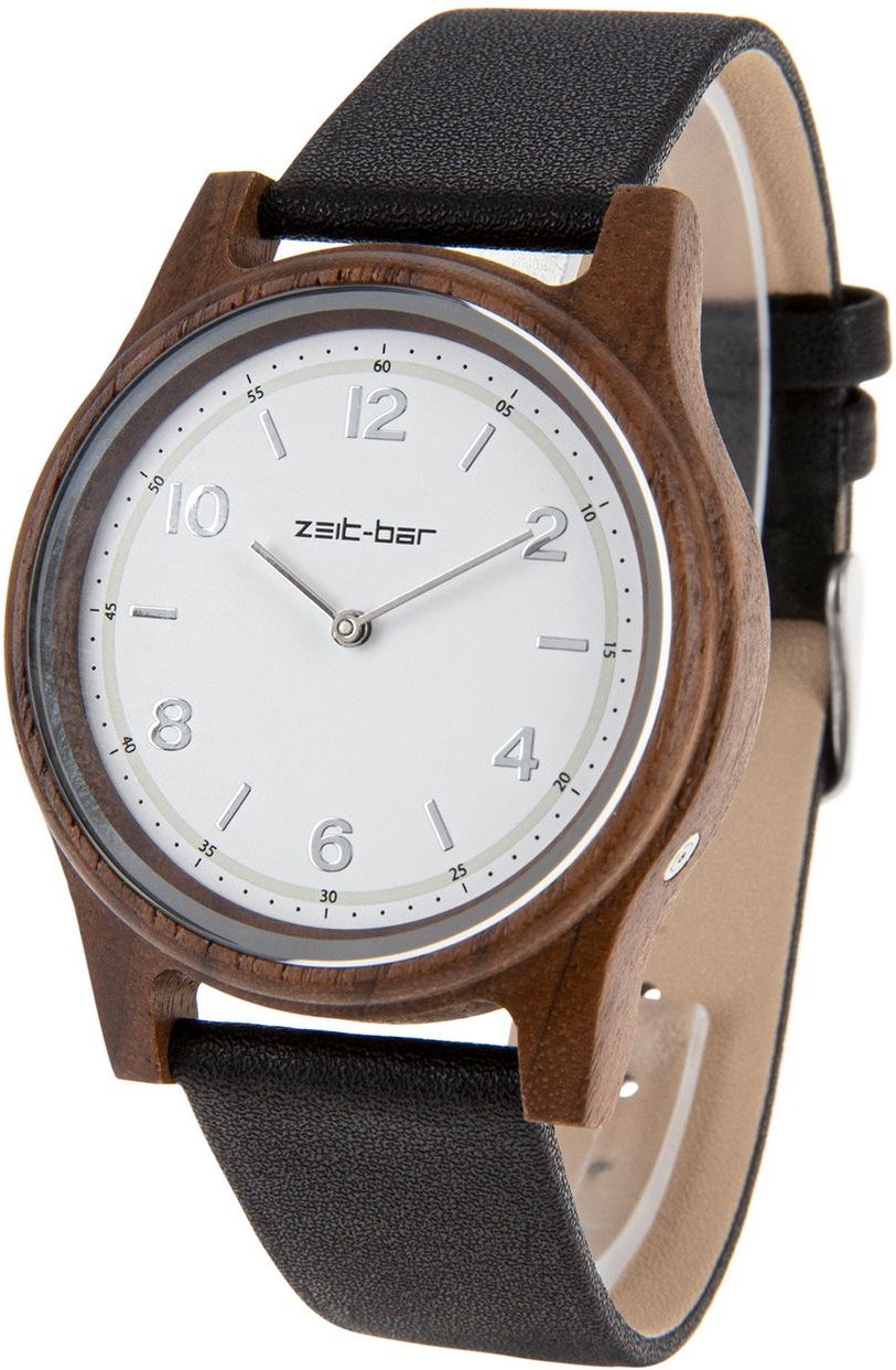 Funk-Armbanduhr, Holz-Gehäuse, Leder-Uhrband