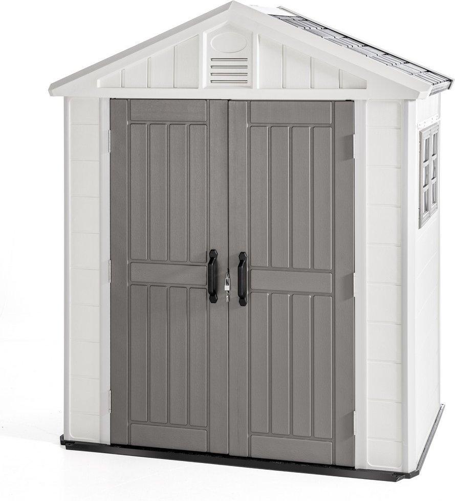 Kunststoff Gerätehaus "Hanoi", ca. 124 x 222 x 250 cm - Weiß/Grau