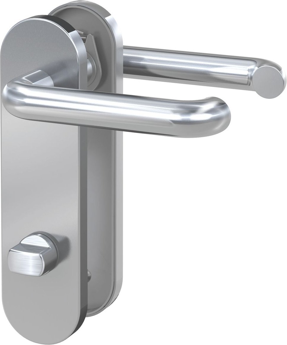 Kurzschild-Drücker-Garnitur - ZB 3800 - Edelstahl - Lochung: WC - rechts