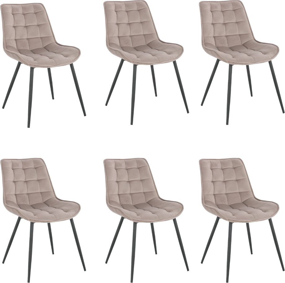 Thumbnail - HOME DELUXE Polsterstuhl Esszimmer 6er Set IKALO – Hellbraun