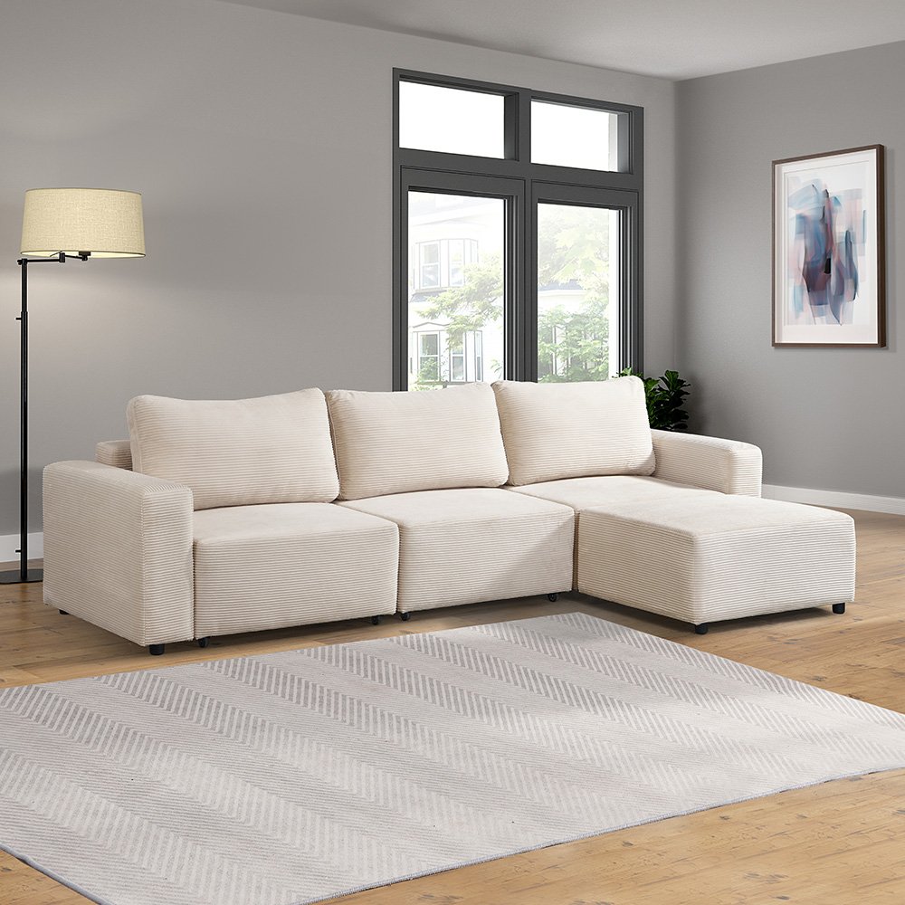 Home Deluxe Modulares Schlafsofa VINA L - 295 x 168 cm Beige