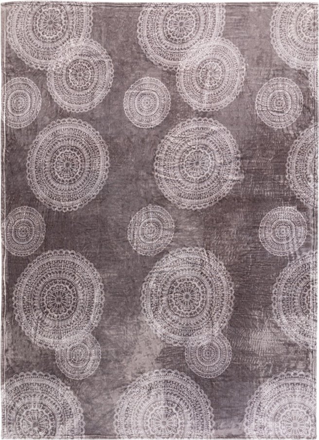 Kaschmirtouch-Decke, ca. 150 x 200 cm - Ornamentkreise Granit