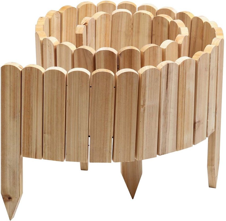 Rollzaun aus Holz, ca. 203 x 20 / 35 x 1,7cm - Natur