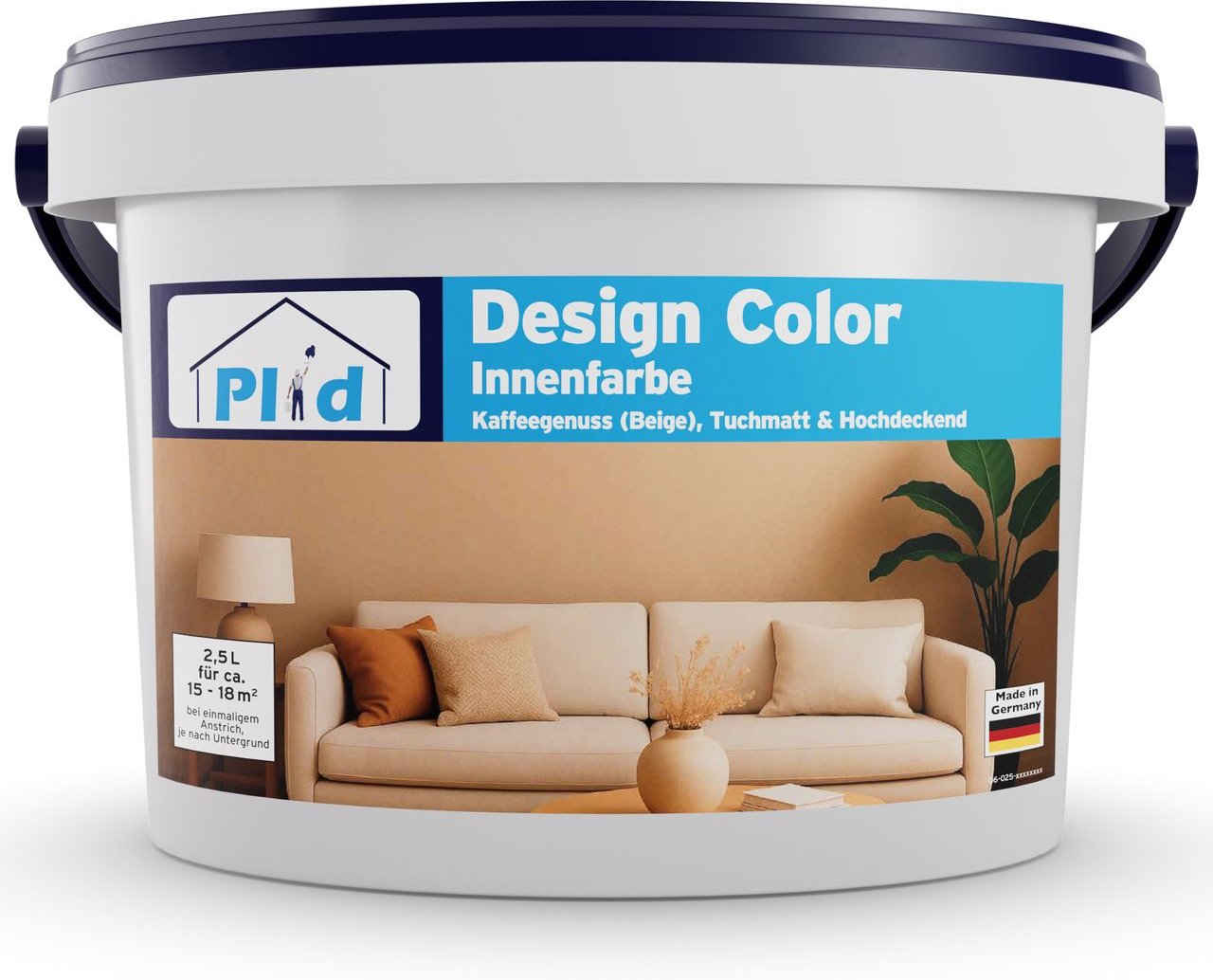 Plid® Design Innenfarbe Beige 2.5L, Design-Colour Kaffegenuss – Matte Wandfarbe für ca. 18 m²
