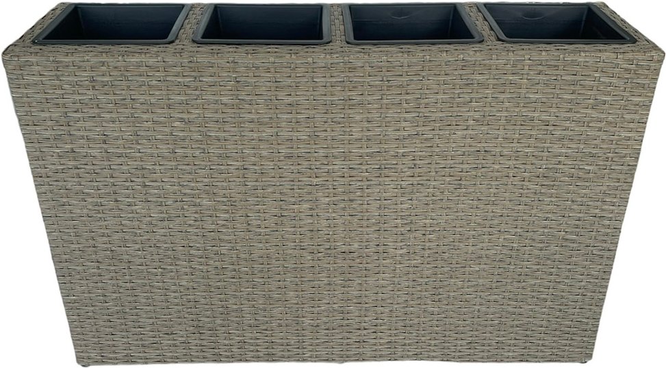 Blumentopf Raumtrenner Rattan-Optik mit vier Töpfen