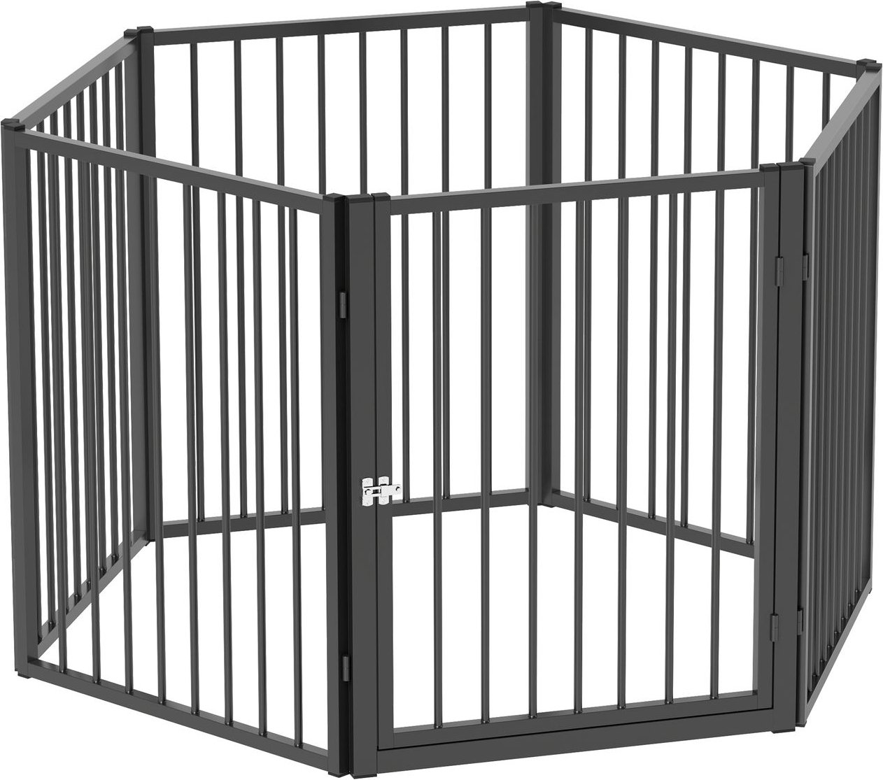 Welpenauslauf 76 cm Hoch, 8-TLG Welpenlaufstall mit Tür, Stahl, Schwarz
