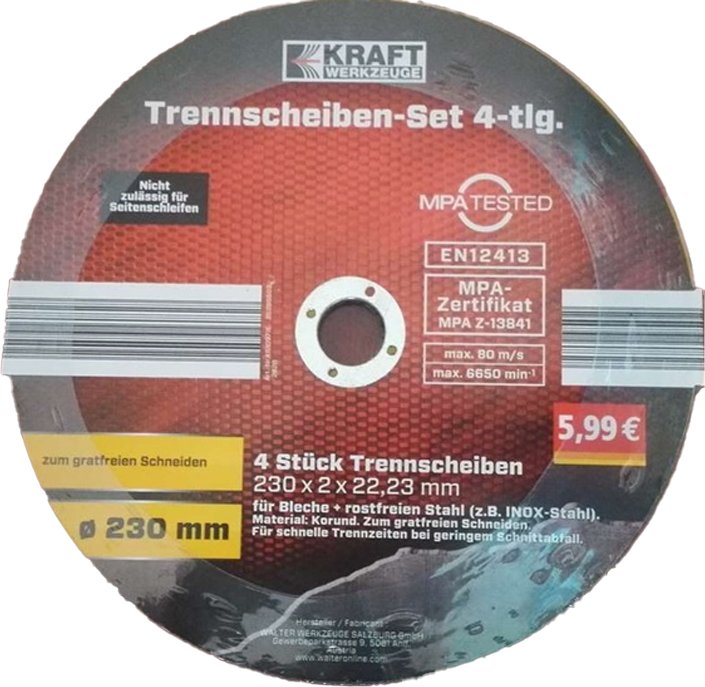 Diamant-Trennscheiben-Set 4 tlg. Ø 230 mm