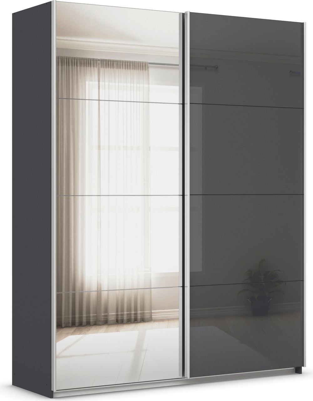 rauch Quadra Kleiderschrank 2-türig, Farbe Grau metallic Breite 181 cm