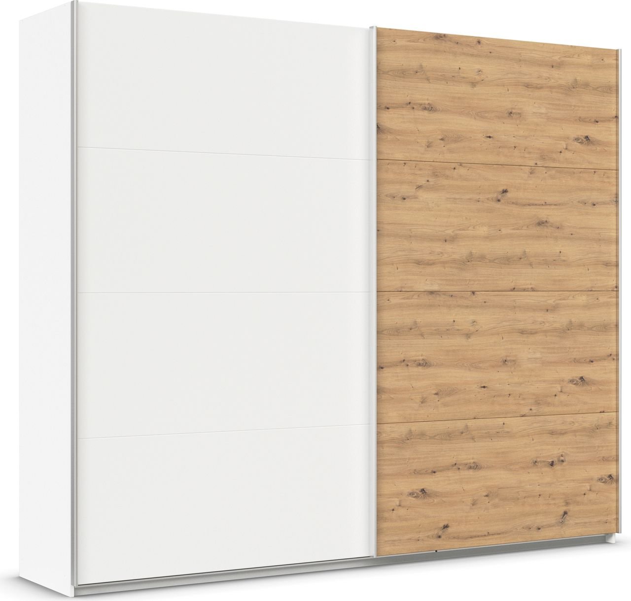 rauch Quadra Kleiderschrank 2-türig, Farbe Weiß/Eiche Artisan Breite 271 cm