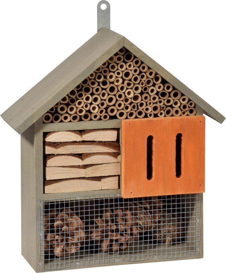 Insektenhotel, ca. 27,3 x 9 x 30 cm, Grau/Orange