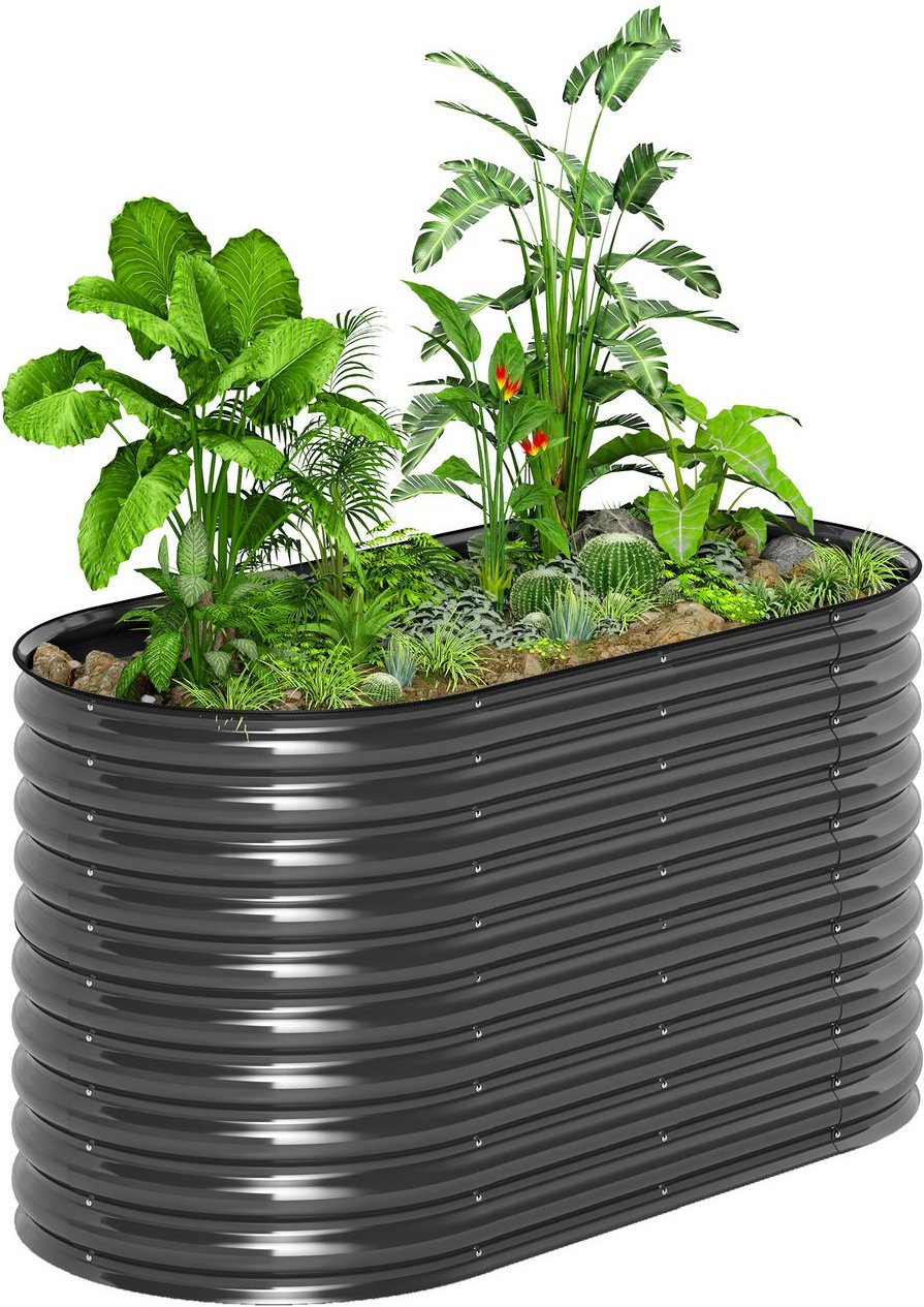 Hochbeet aus Stahl, Pflanzbeet Frühbeet Gartenbeet stapelbar Blumenkasten