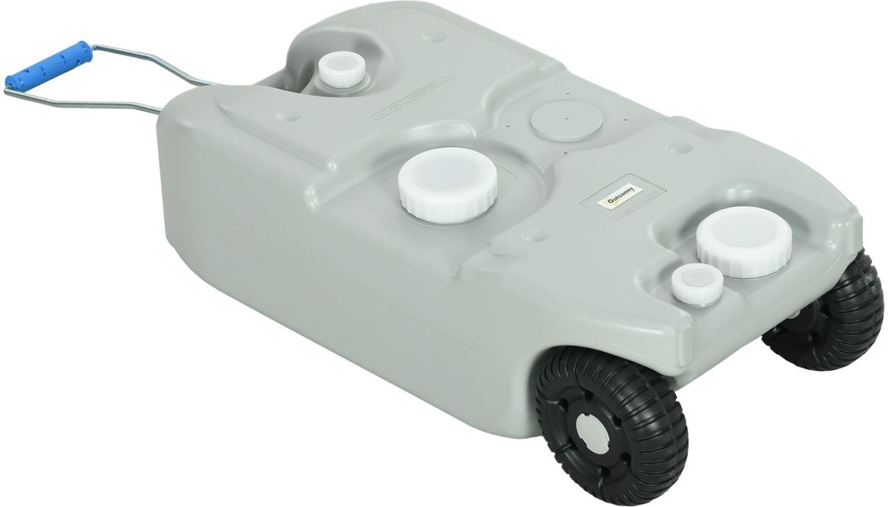 Outsunny 40 Liter Abwassertank Wohnmobil Rolltank mit Griff, Hahn, Grau