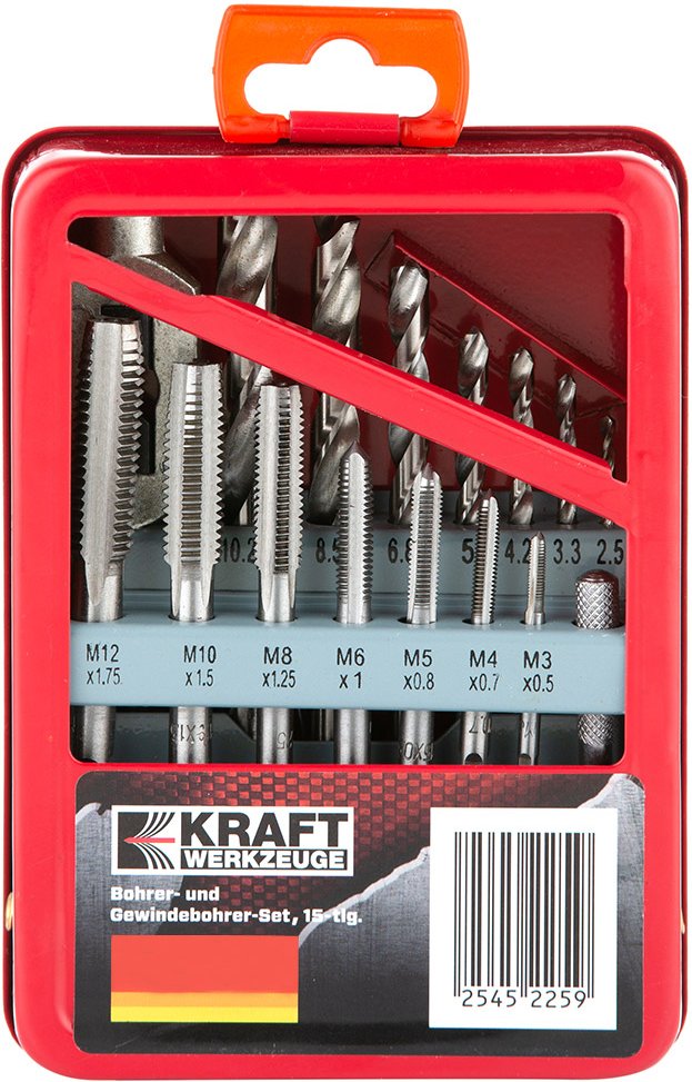 Bohrer- und Gewindebohrerset 15tlg.