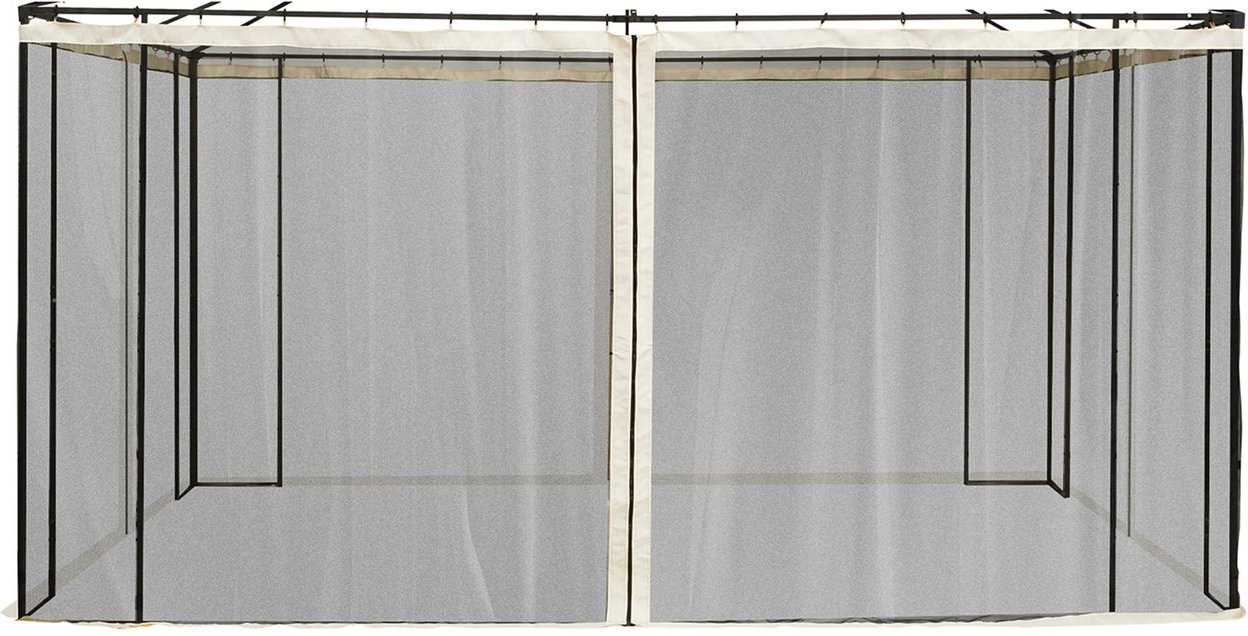 Outsunny Moskitonetz für 3x4 Pavillon 4 Seitenteile Fliegennetz mit Haken Nylon