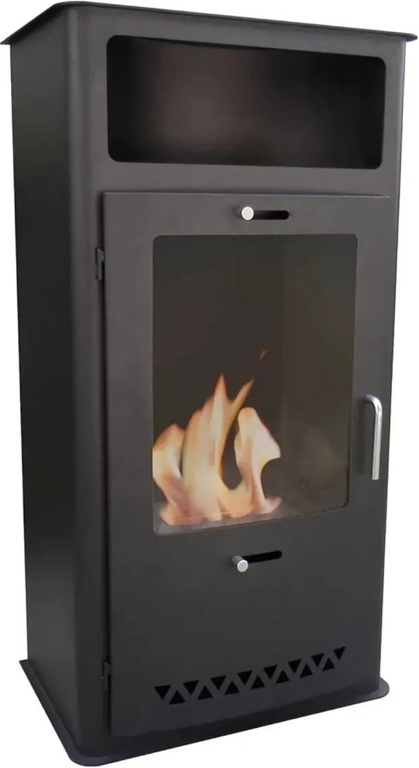 Boston freistehender Kamin, schwarz, Glastür, Bioethanol, 1,9 kW