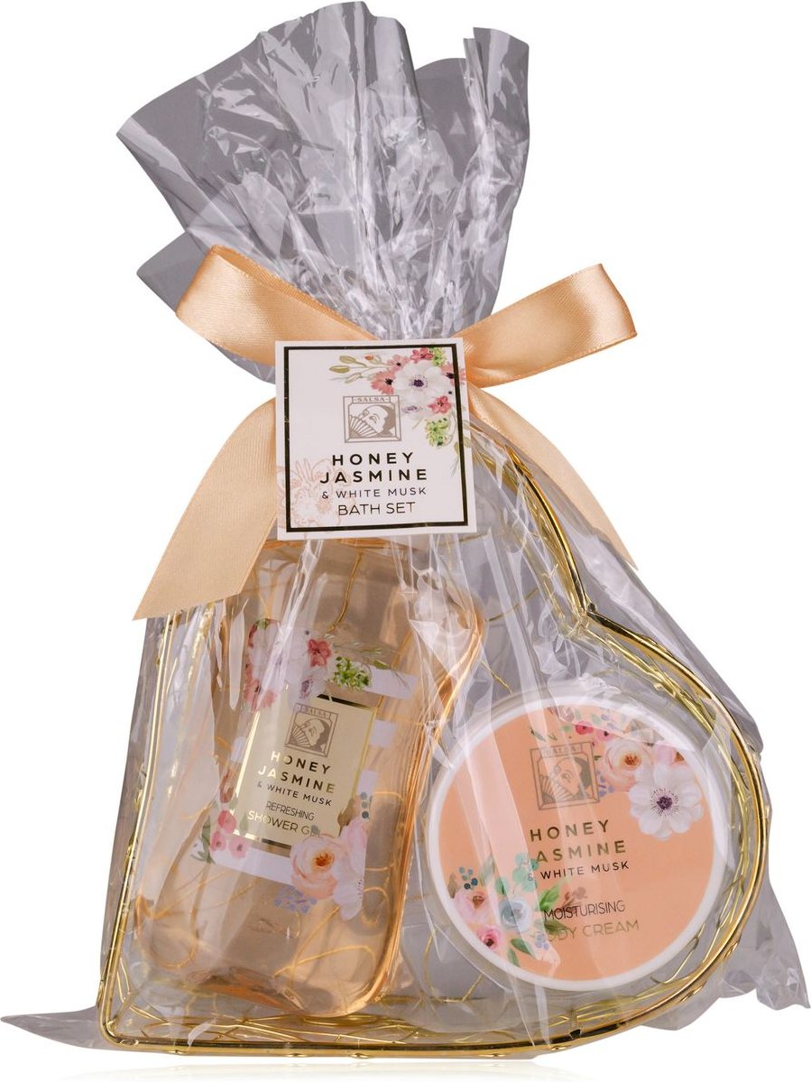 Badeset HONEY JASMINE in Drahtkorb