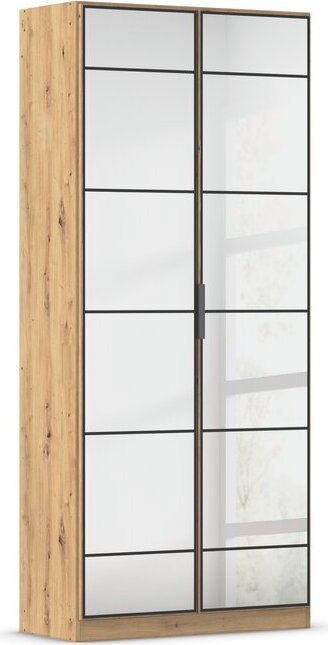 rauch Acero Garderobenschrank 2-türig, mit Grauspiegel, Farbe Eiche Artisan Breite 91 cm