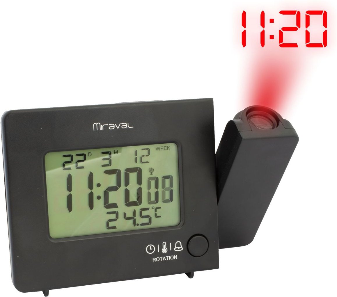 Miraval Funk-Projektionswecker Funkwecker USB 2 Alarme Temperaturanzeige Datum
