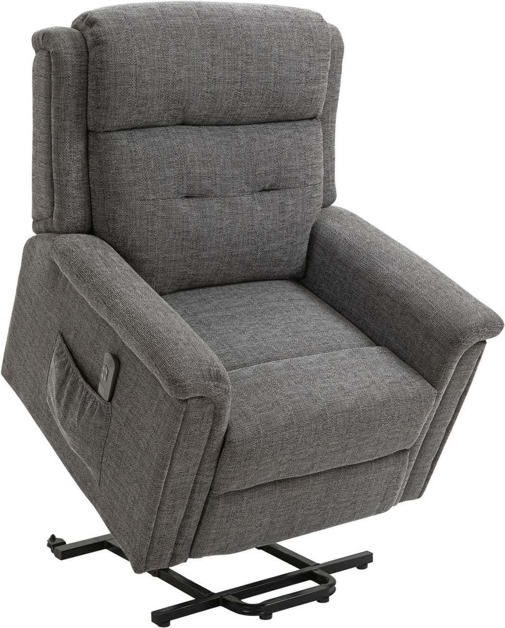 Elektrischer Aufstehsessel mit 2 Motoren mit Fernsteuerung mit Leinen-Optik Grau 89 x 96 x 108 cm