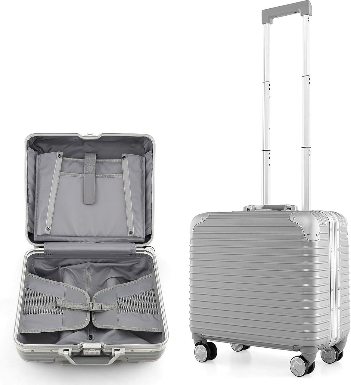 16” Handgepäck, 34L Rollkoffer mit Laptopfach & Spinnerrädern