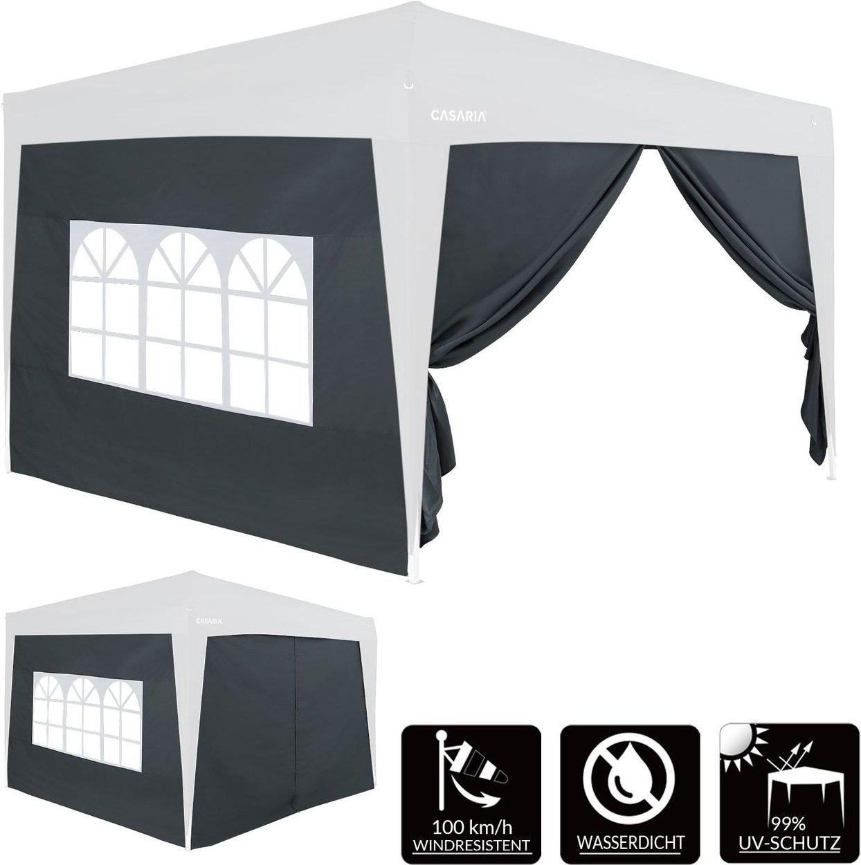 Casaria Seitenwände Faltpavillon 2er-Set Anthrazit 3x2m