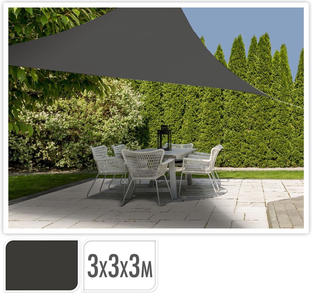 Ambiance Dreieck Sonnen-/ & Regensegel 3 x 3 x 3 m inkl. Tragetasche