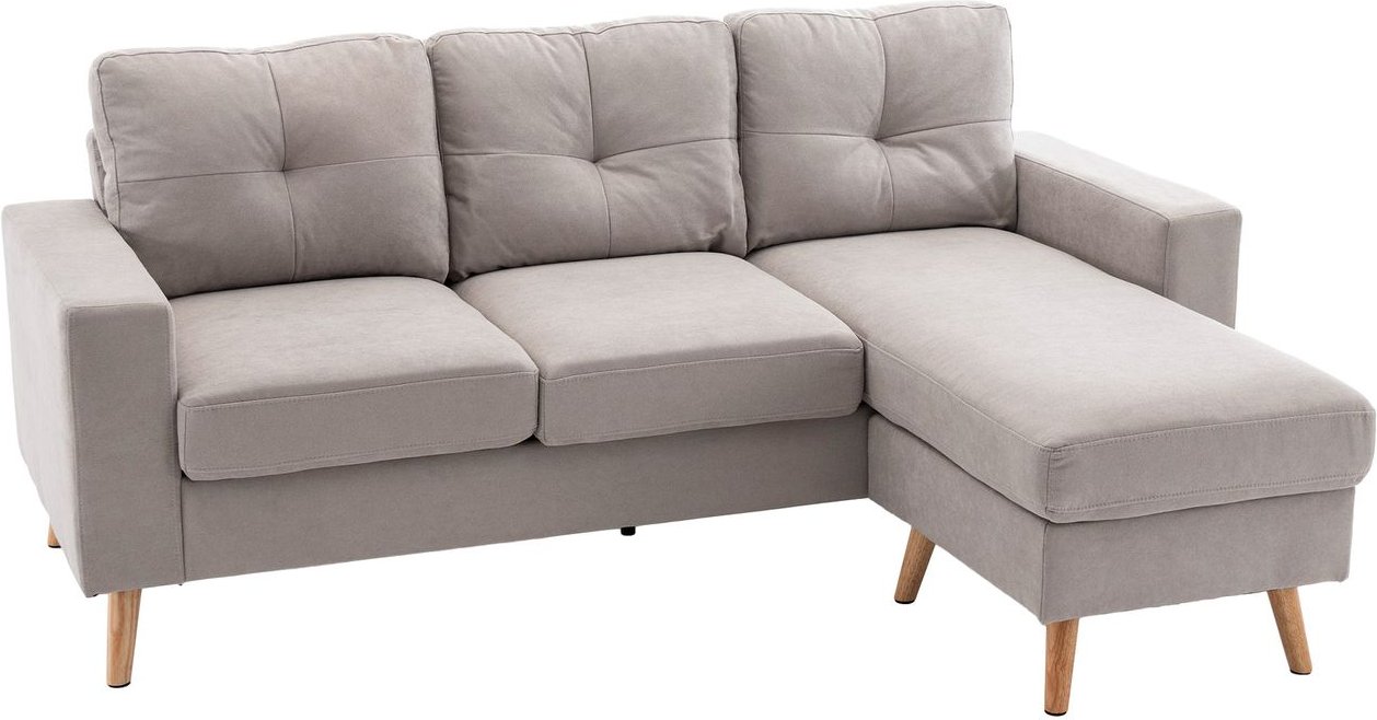 HOMCOM Ecksofa Eckcouch in L-Form, Eckgarnitur in Leinenoptik Couchgarnitur