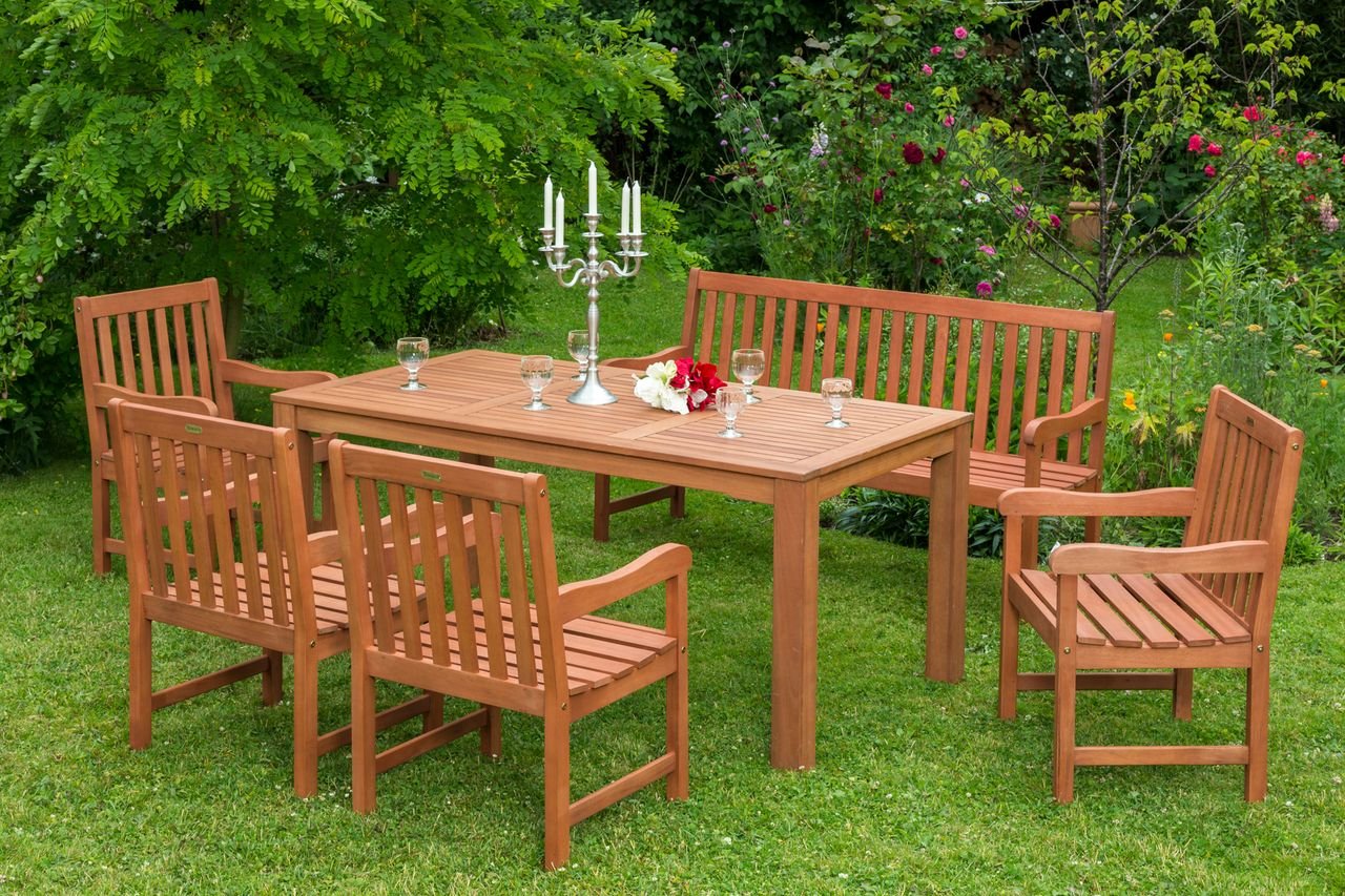 Santos Set 6tlg. 3er Bank, Tisch 170x90 cm