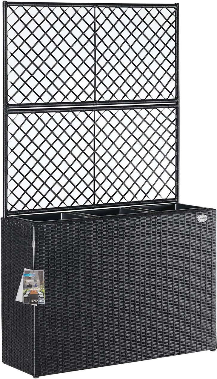 Casaria Polyrattan Blumenkasten mit Rankgitter Schwarz