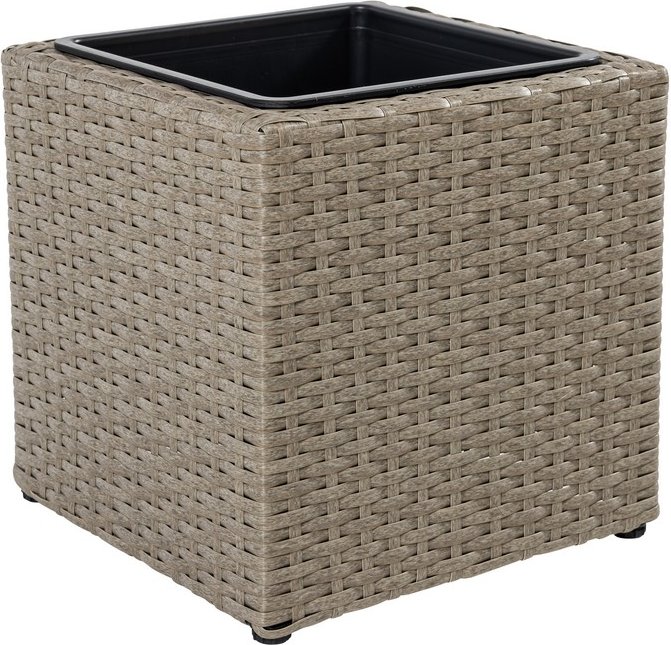 Blumentopf Rattan Optik mit Plastiktöpfen quadratisch