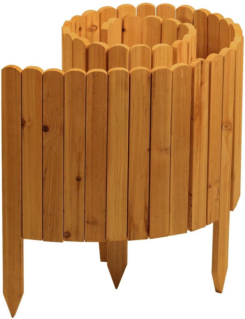 Rollzaun aus Holz, ca. 203 x 40 / 60 x 1,7cm - Rosenholz