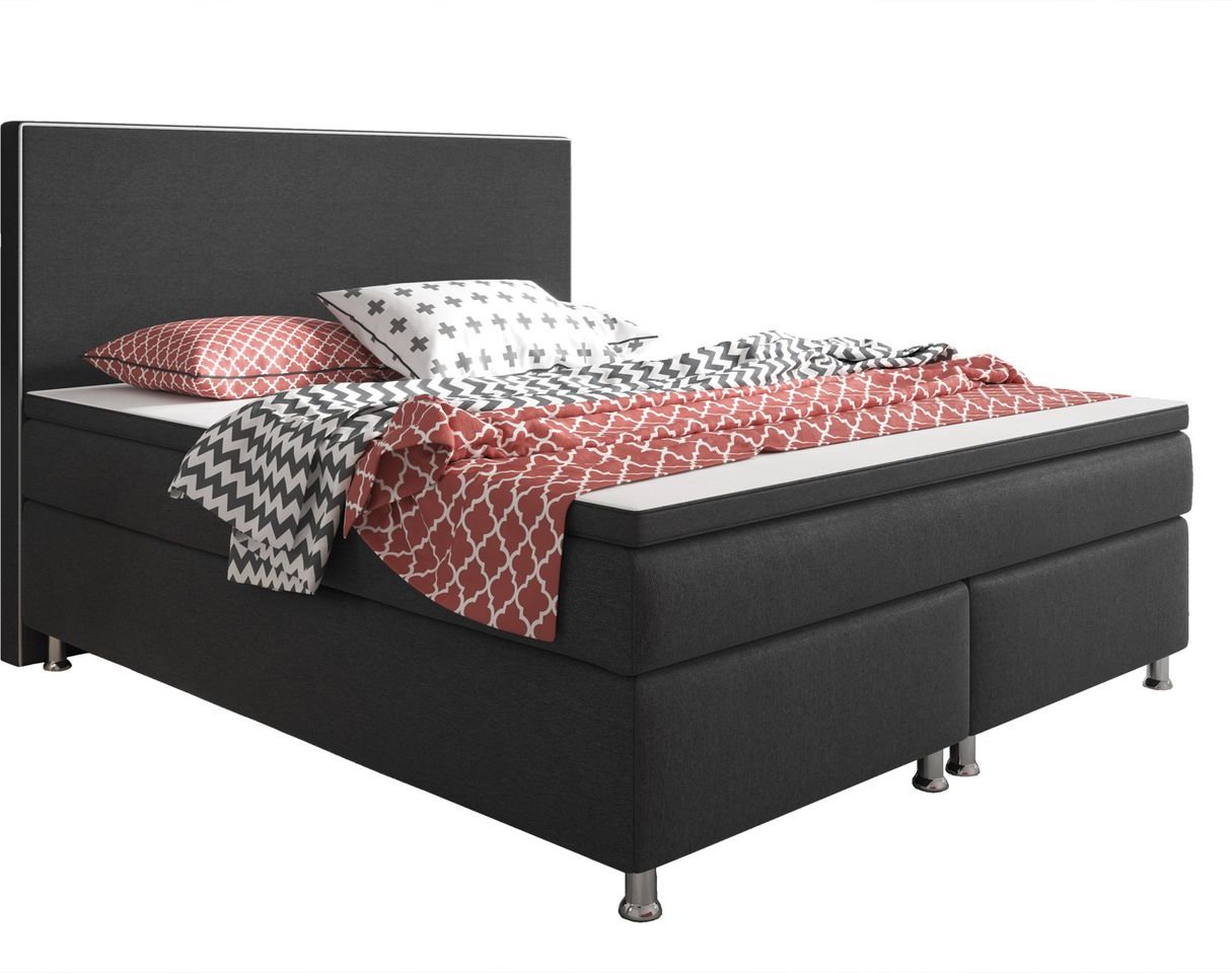 Boxspringbett King Size 180x200 cm Webstoff Anthrazit