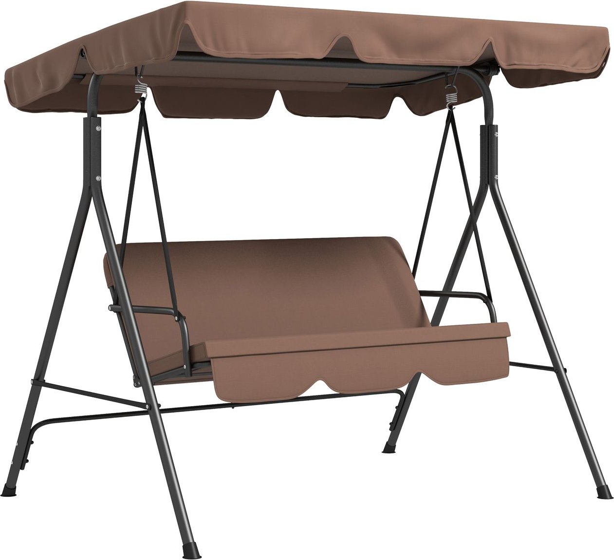 Hollywoodschaukel Gartenschaukel 3-Sitzer mit Dach Stahl Braun