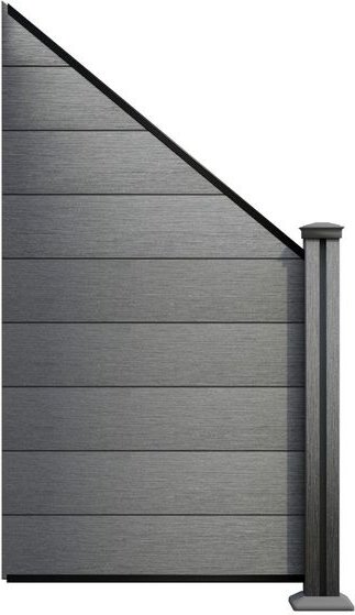 WPC-Sichtschutzzaun CORTADO V2 - 1x Schrägelement Links - Grau