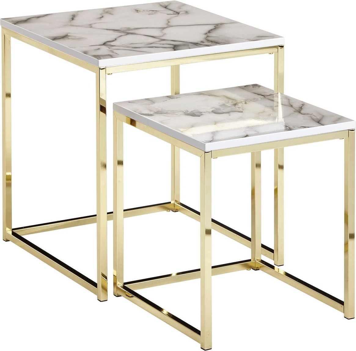 2er Set Beistelltisch 50 x 45 x 45 cm Weiß