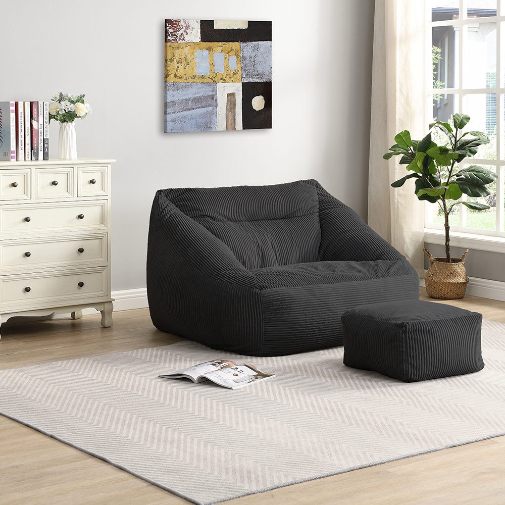 Sitzsack mit Hocker COZY Anthrazit